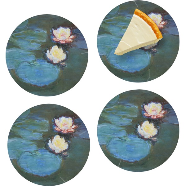 Custom Water Lilies #2 Set of 4 Glass Appetizer / Dessert Plate 8"