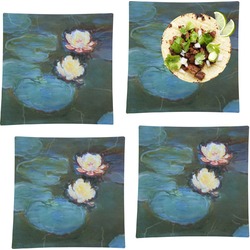 Water Lilies #2 Set of 4 Glass Square Lunch / Dinner Plate 9.5"