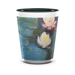 Water Lilies #2 Ceramic Shot Glass - 1.5 oz - Two Tone - Set of 4