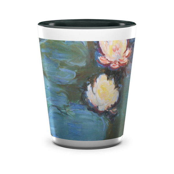 Custom Water Lilies #2 Ceramic Shot Glass - 1.5 oz - Two Tone - Set of 4