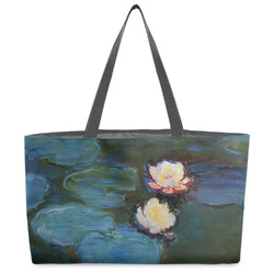Water Lilies #2 Beach Totes Bag - w/ Black Handles