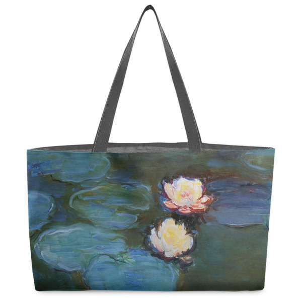 Custom Water Lilies #2 Beach Totes Bag - w/ Black Handles