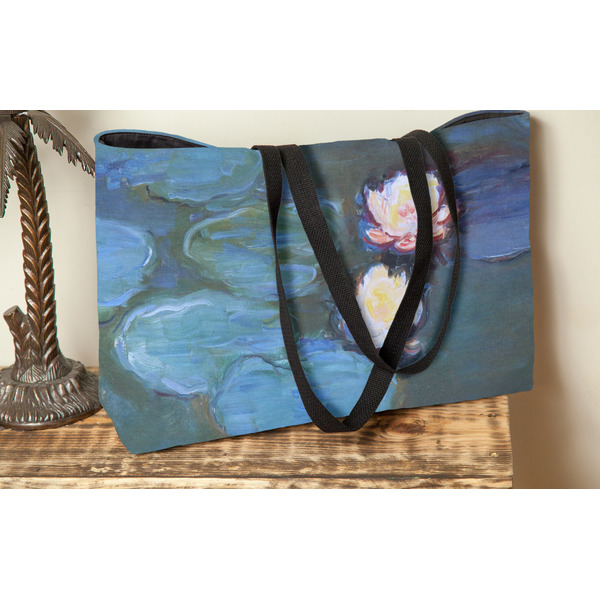 Water Lilies #2 Tote w/Black Handles - Lifestyle View