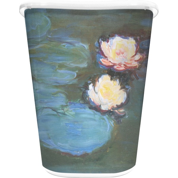 Custom Water Lilies #2 Waste Basket - Double Sided (White)