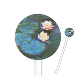 Water Lilies #2 5.5" Round Plastic Stir Sticks - White - Double Sided