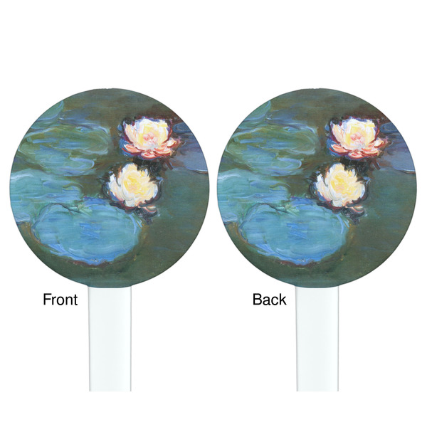 Water Lilies #2 White Plastic 7" Stir Stick - Double Sided - Round - Front & Back