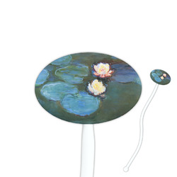 Water Lilies #2 7" Oval Plastic Stir Sticks - White - Single Sided