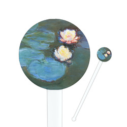 Water Lilies #2 7" Round Plastic Stir Sticks - White - Double Sided