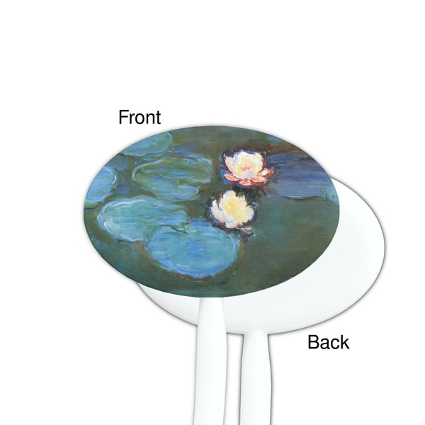 Water Lilies #2 White Plastic 7" Stir Stick - Single Sided - Oval - Front & Back