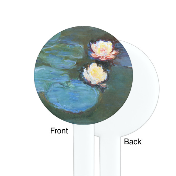 Water Lilies #2 White Plastic 7" Stir Stick - Single Sided - Round - Front & Back