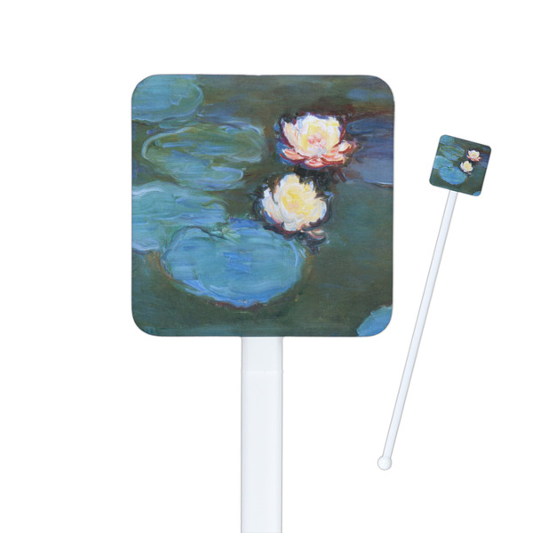 Custom Water Lilies #2 Square Plastic Stir Sticks - Double Sided