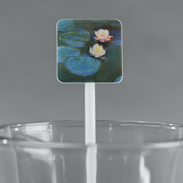 Water Lilies #2 White Plastic Stir Stick - Square - Main