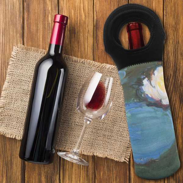 Water Lilies #2 Wine Tote Bag - FLATLAY