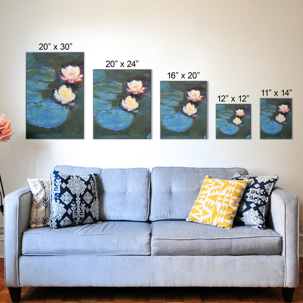 Water Lilies #2 Wood Prints - Size Comparison