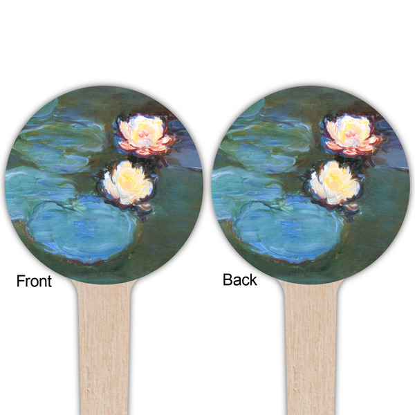 Water Lilies #2 Wooden 4" Food Pick - Round - Double Sided - Front & Back