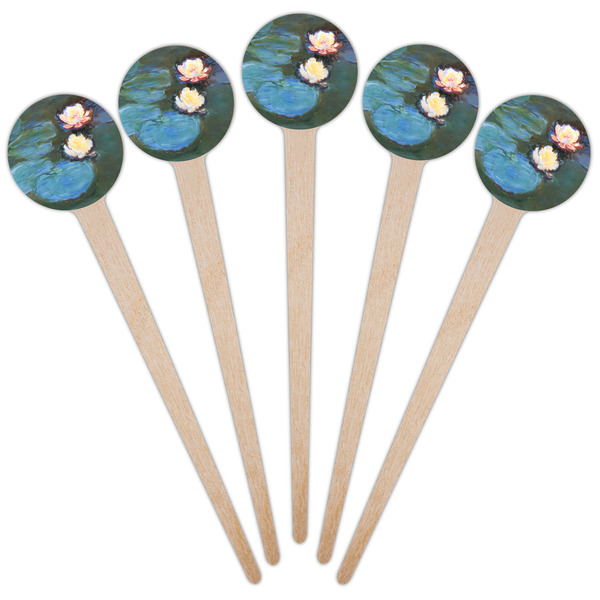 Water Lilies #2 Wooden 4" Food Pick - Round - Fan View