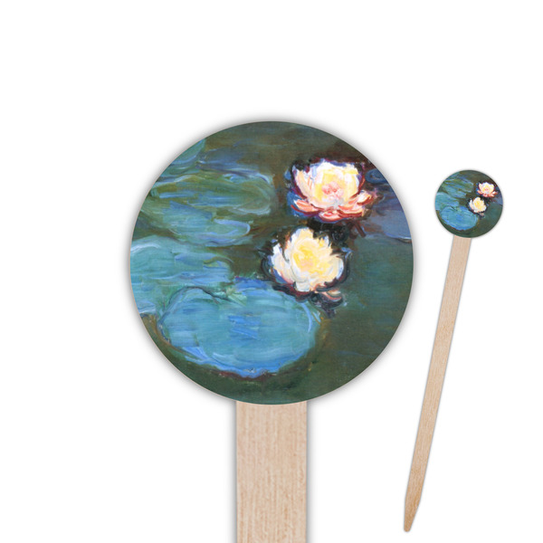 Custom Water Lilies #2 6" Round Wooden Food Picks - Single Sided