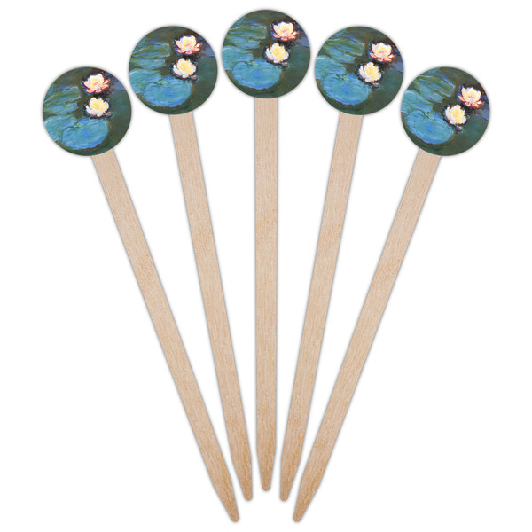 Water Lilies #2 Wooden 6" Food Pick - Round - Fan View