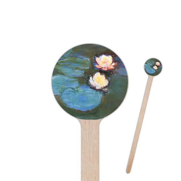 Custom Water Lilies #2 6" Round Wooden Stir Sticks - Single Sided