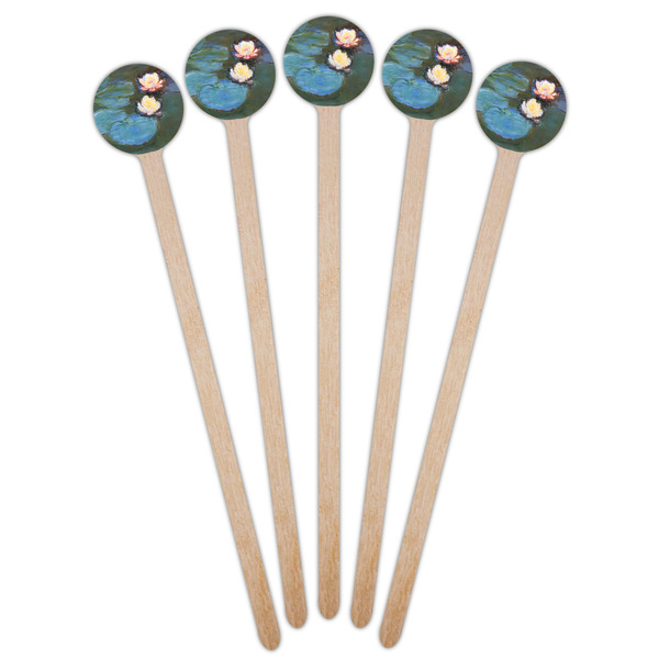 Water Lilies #2 Wooden 7.5" Stir Stick - Round - Fan View