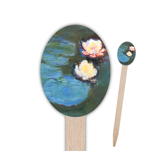 Custom Water Lilies #2 Oval Wooden Food Picks - Double Sided