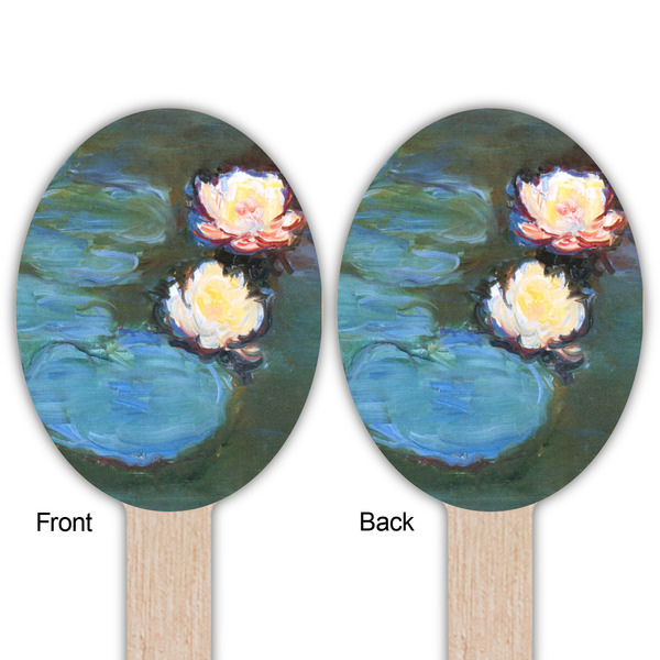 Water Lilies #2 Wooden Food Pick - Oval - Double Sided - Front & Back
