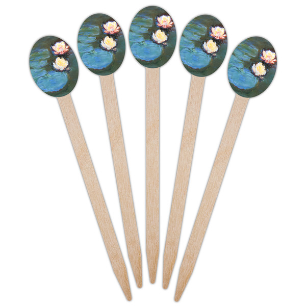 Water Lilies #2 Wooden Food Pick - Oval - Fan View