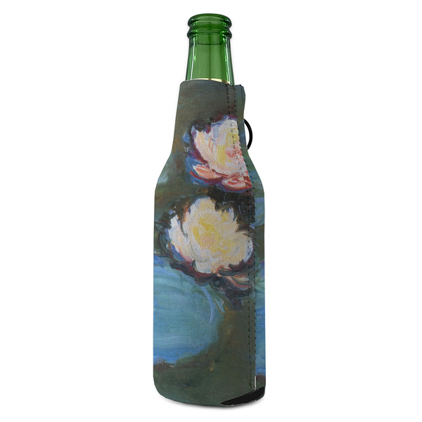 Water Lilies #2 Zipper Bottle Cooler - ANGLE (bottle)