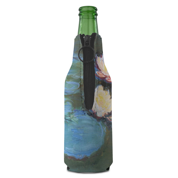 Water Lilies #2 Zipper Bottle Cooler - BACK (bottle)
