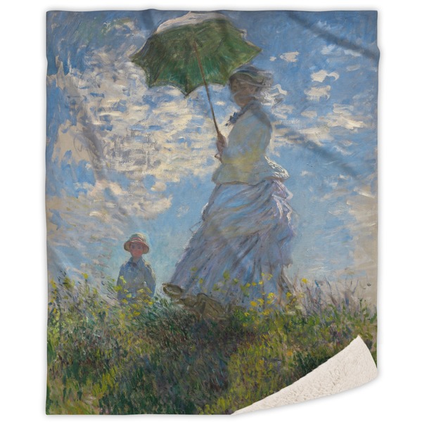Custom Promenade Woman by Claude Monet Sherpa Throw Blanket