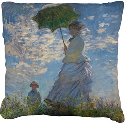Promenade Woman by Claude Monet Faux-Linen Throw Pillow 18"