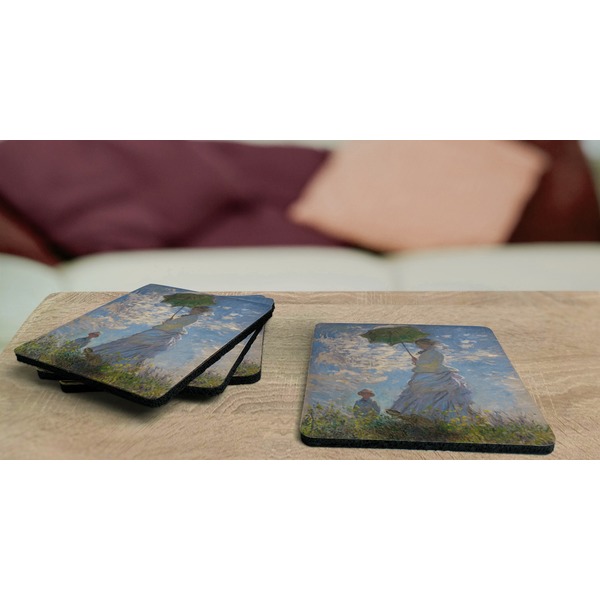 Promenade Woman by Claude Monet Coaster Rubber Back - On Coffee Table