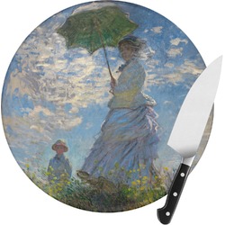 Promenade Woman by Claude Monet Round Glass Cutting Board