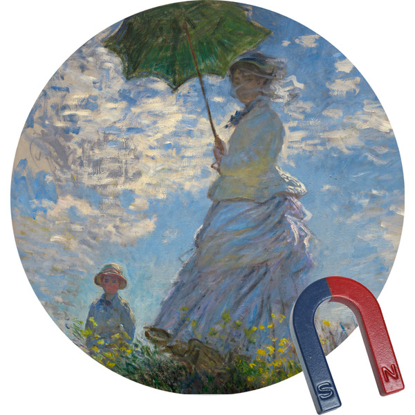Custom Promenade Woman by Claude Monet Round Fridge Magnet