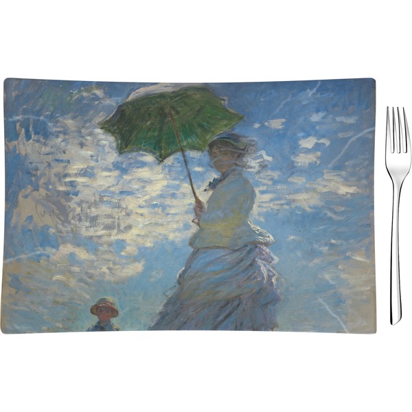 Custom Promenade Woman by Claude Monet Rectangular Glass Appetizer / Dessert Plate - Single or Set