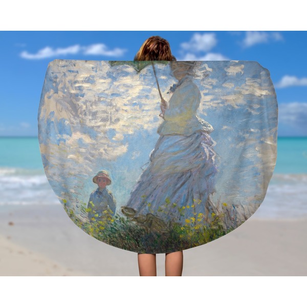 Promenade Woman Round Beach Towel - In Use