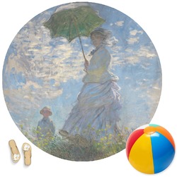 Promenade Woman by Claude Monet Round Beach Towel