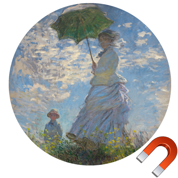 Custom Promenade Woman by Claude Monet Round Car Magnet - 10"