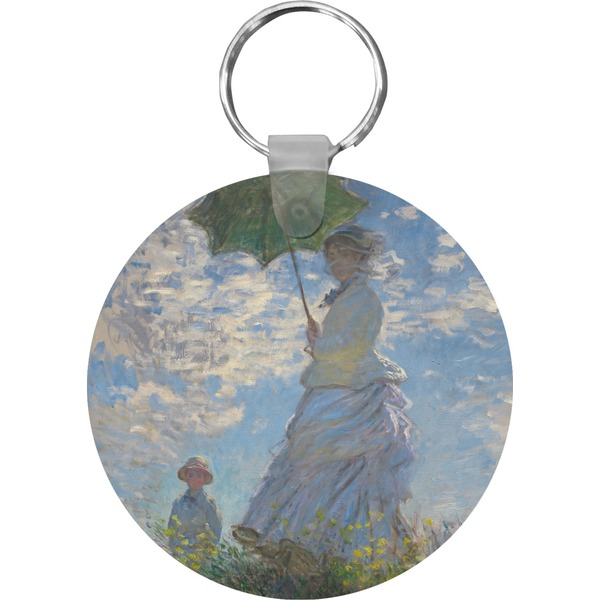 Custom Promenade Woman by Claude Monet Round Plastic Keychain