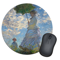 Promenade Woman by Claude Monet Round Mouse Pad