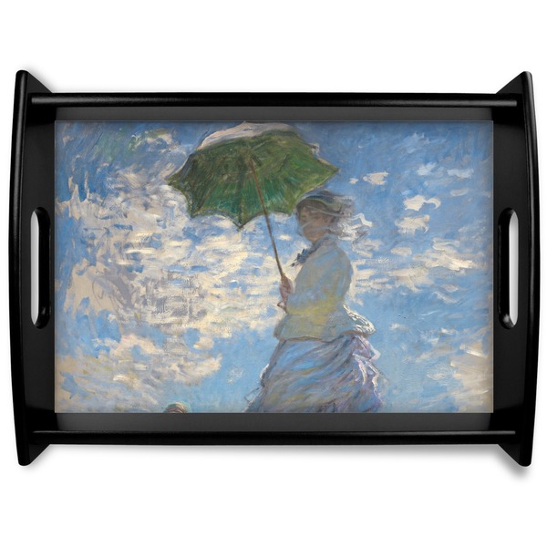 Custom Promenade Woman by Claude Monet Black Wooden Tray - Large