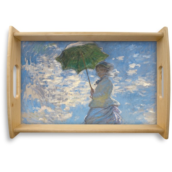 Custom Promenade Woman by Claude Monet Natural Wooden Tray - Small