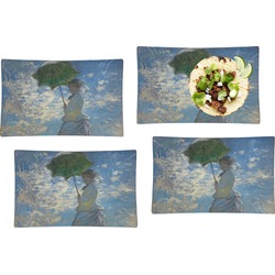 Promenade Woman by Claude Monet Set of 4 Glass Rectangular Lunch / Dinner Plate