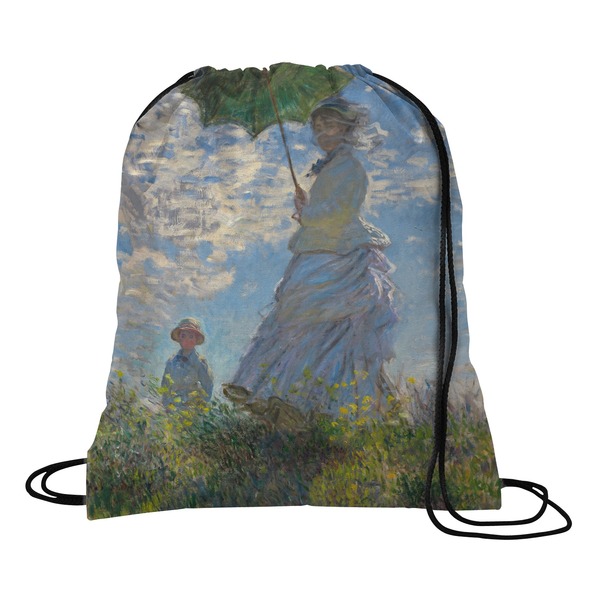 Custom Promenade Woman by Claude Monet Drawstring Backpack - Large