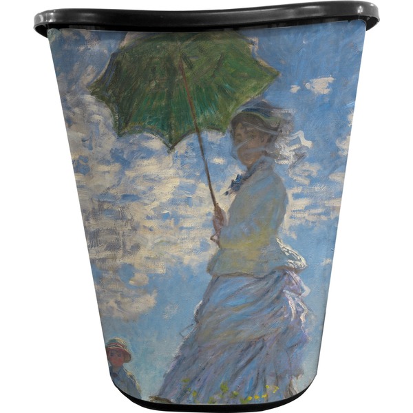 Custom Promenade Woman by Claude Monet Waste Basket - Double Sided (Black)