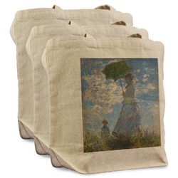 Promenade Woman by Claude Monet Reusable Cotton Grocery Bags - Set of 3