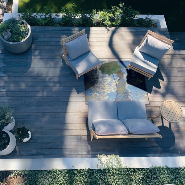 Promenade Woman by Claude Monet 4'x6' Patio Rug - In context