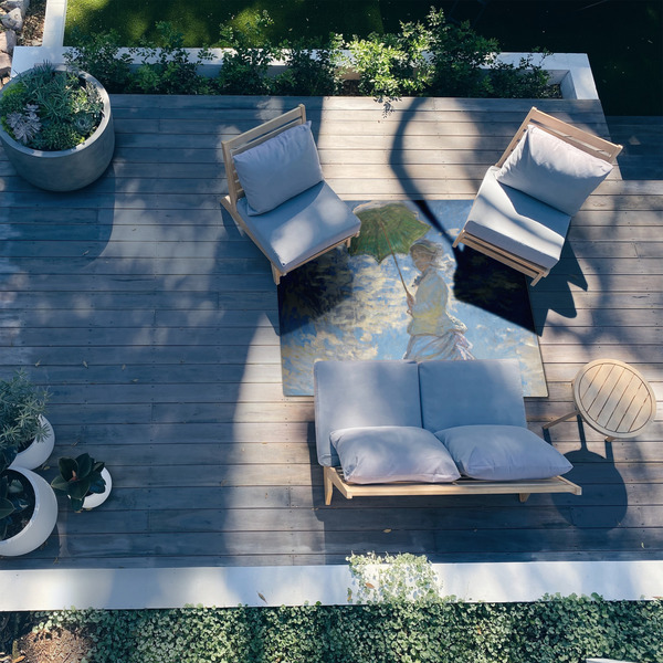 Promenade Woman by Claude Monet 5'x7' Patio Rug - In context