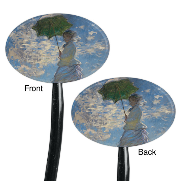 Promenade Woman by Claude Monet Black Plastic 7" Stir Stick - Double Sided - Oval - Front & Back