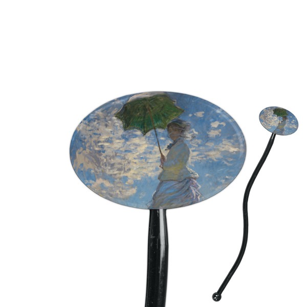 Custom Promenade Woman by Claude Monet 7" Oval Plastic Stir Sticks - Black - Single Sided